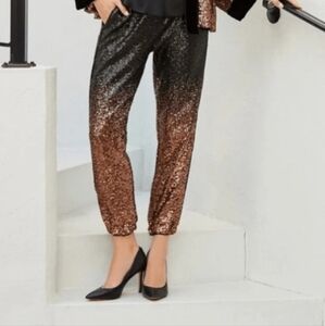 NWT JOHNNY WAS Sequin Gold Jett Jogger Size Small